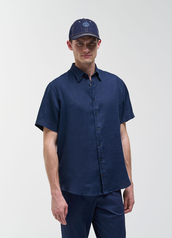 Short-sleeved linen shirt
