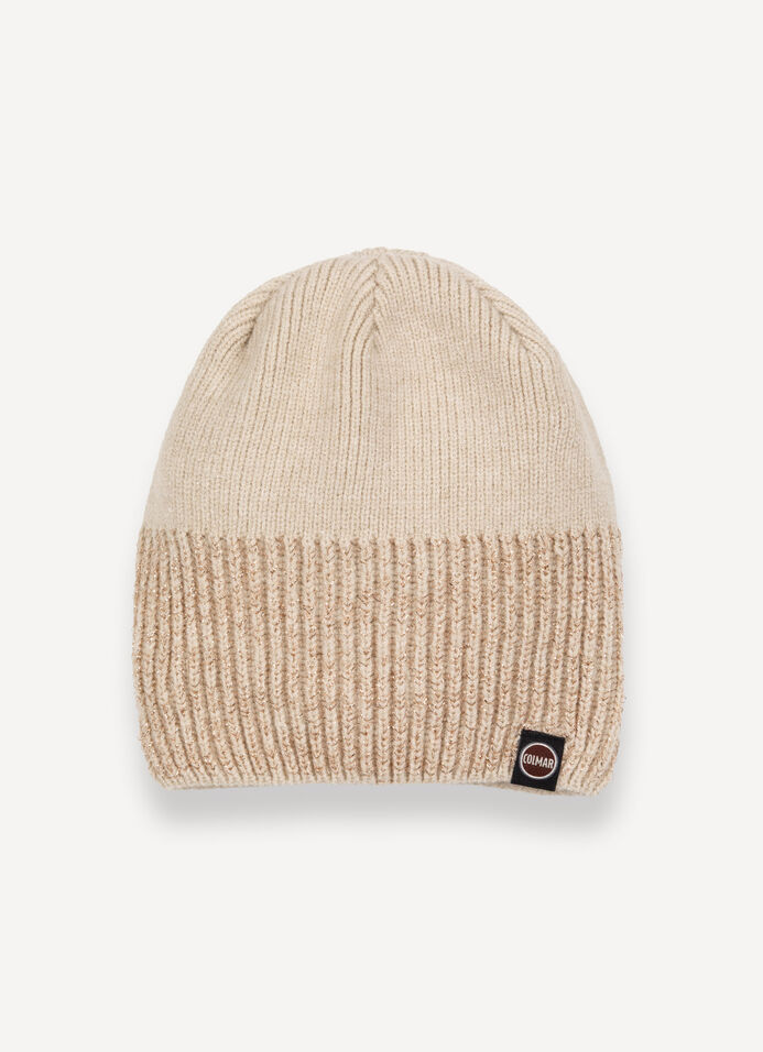 Hat with lurex rib knit image number 1