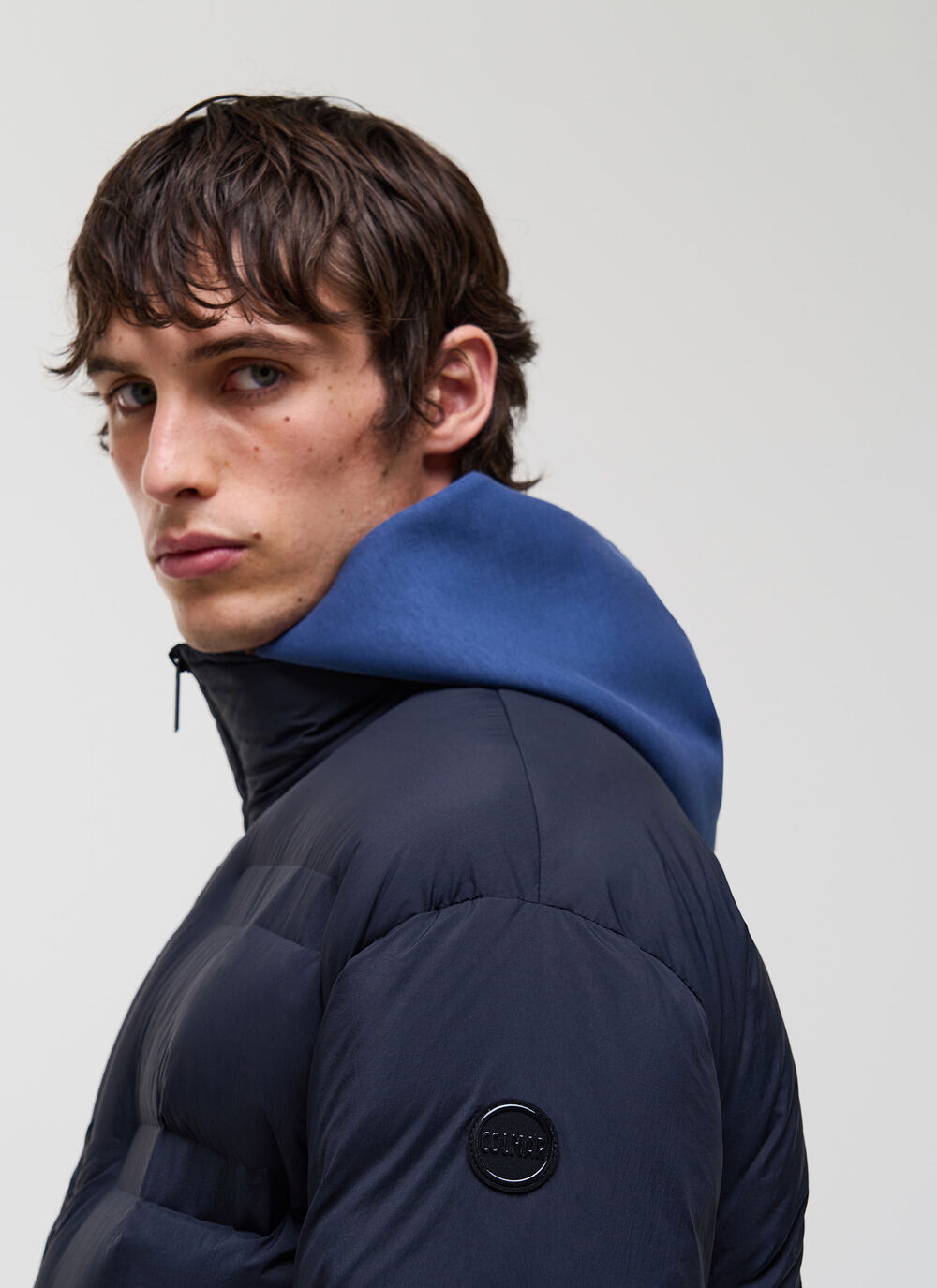 Matte down jacket with diagonal design  image number 2