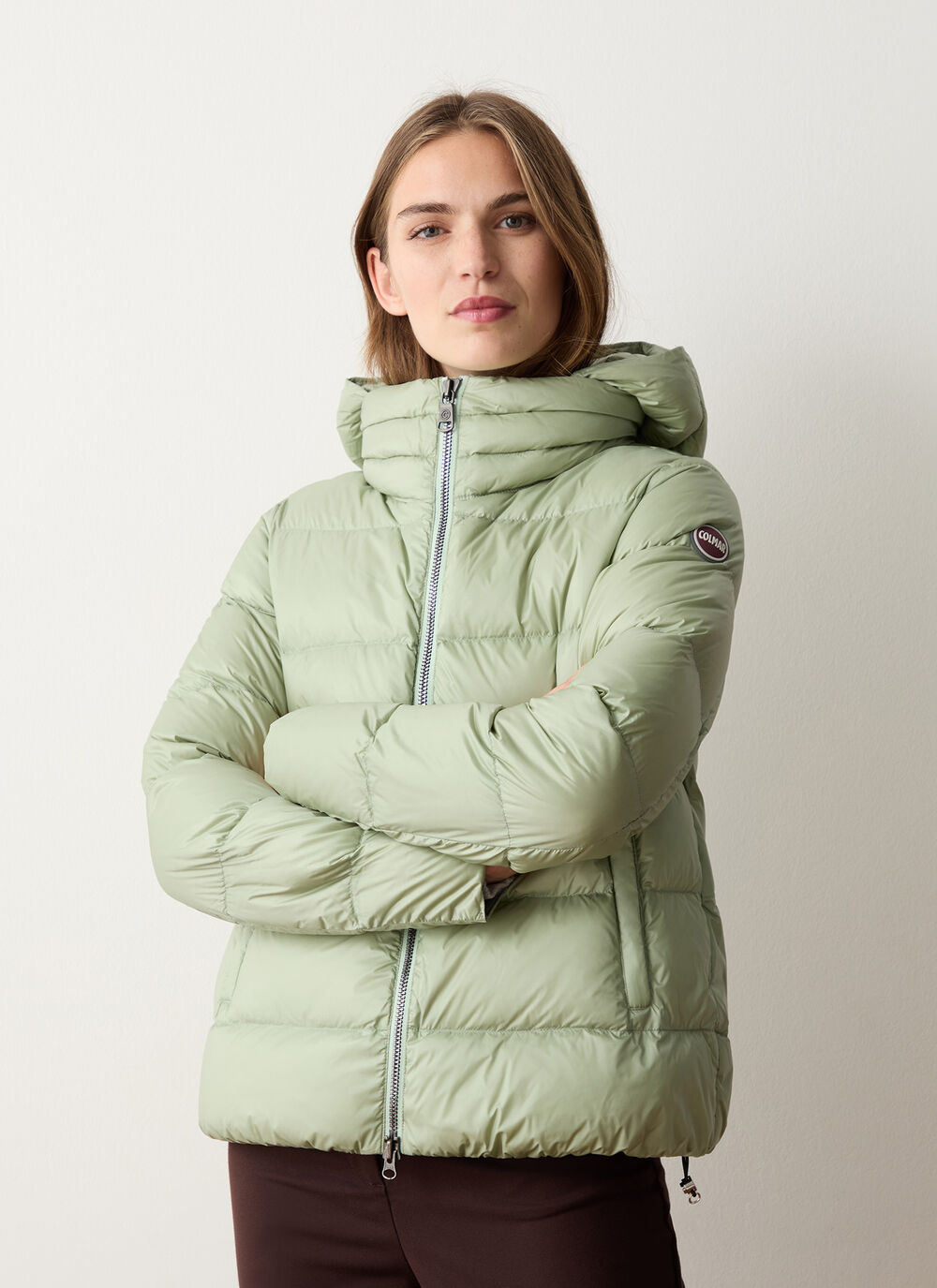 Down jacket with detachable hood and drawstring image number 0