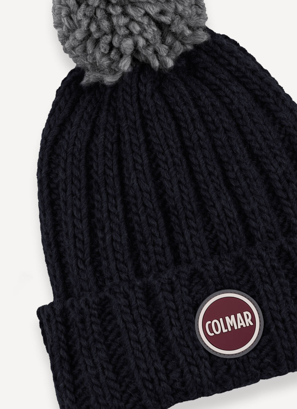 Unisex rib-knit hat with pom-pom image number 3