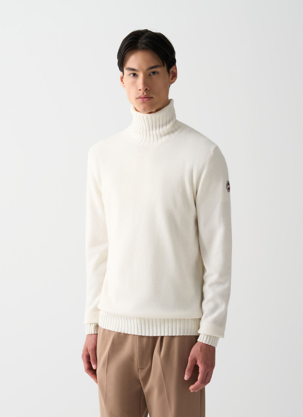 Branded wool polo-neck pullover image number 0