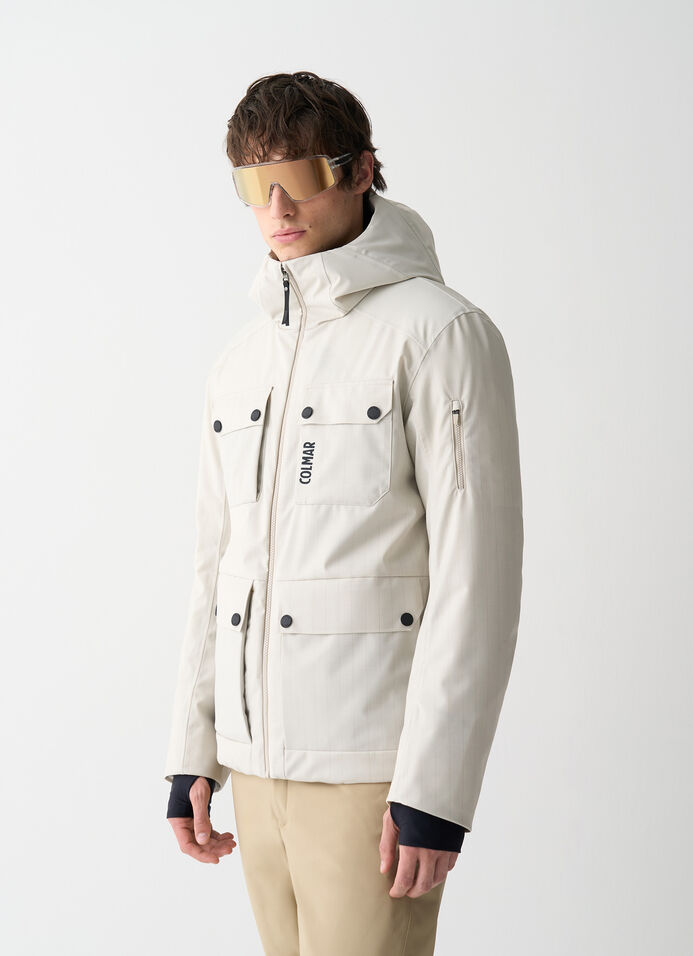 Pinstripe fabric ski jacket image number 1