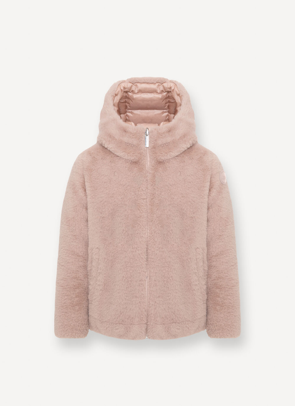 Reversible faux fur down jacket image number 4