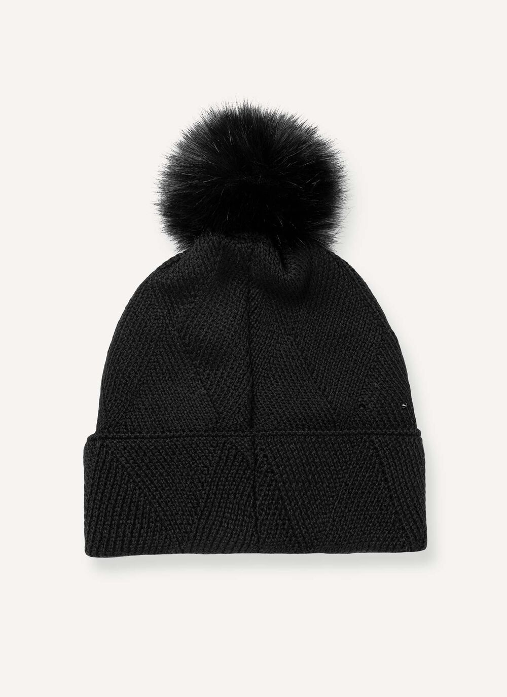 Women&rsquo;s hat with diamond motif and pom-pom image number 2