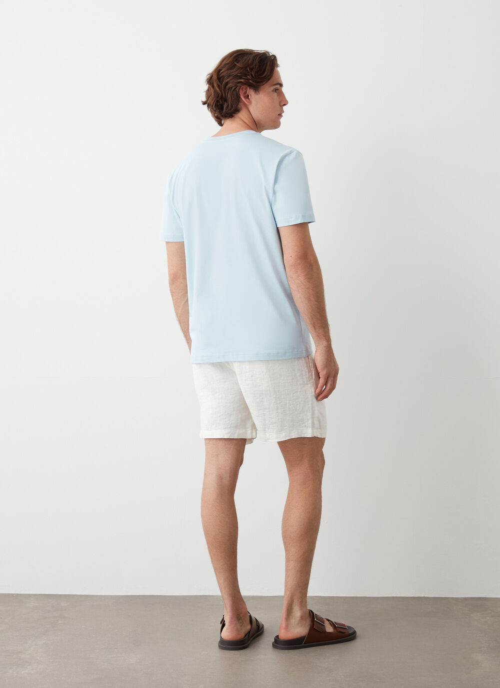Solid-color short-sleeved T-shirt image number 3