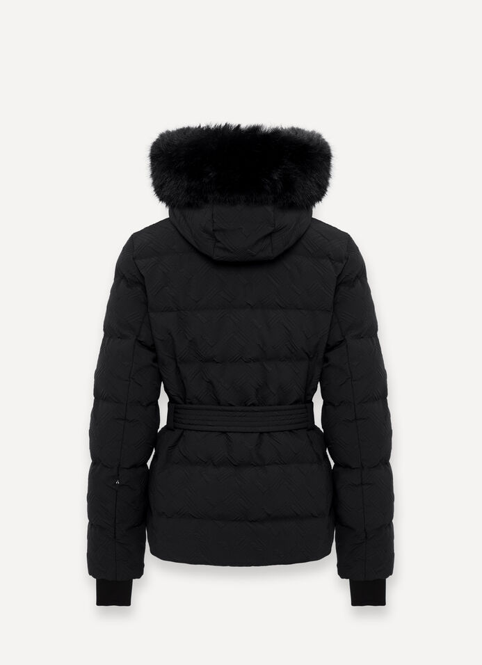 Embossed padded ski jacket with faux fur image number 5