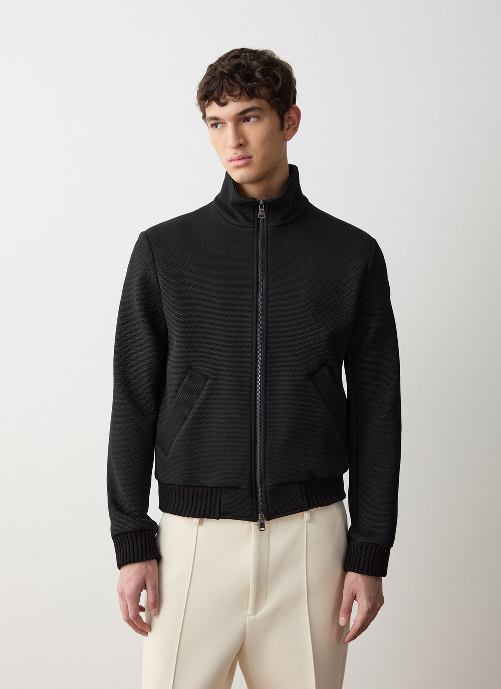 Unpadded honeycomb-effect bomber jacket image number 1