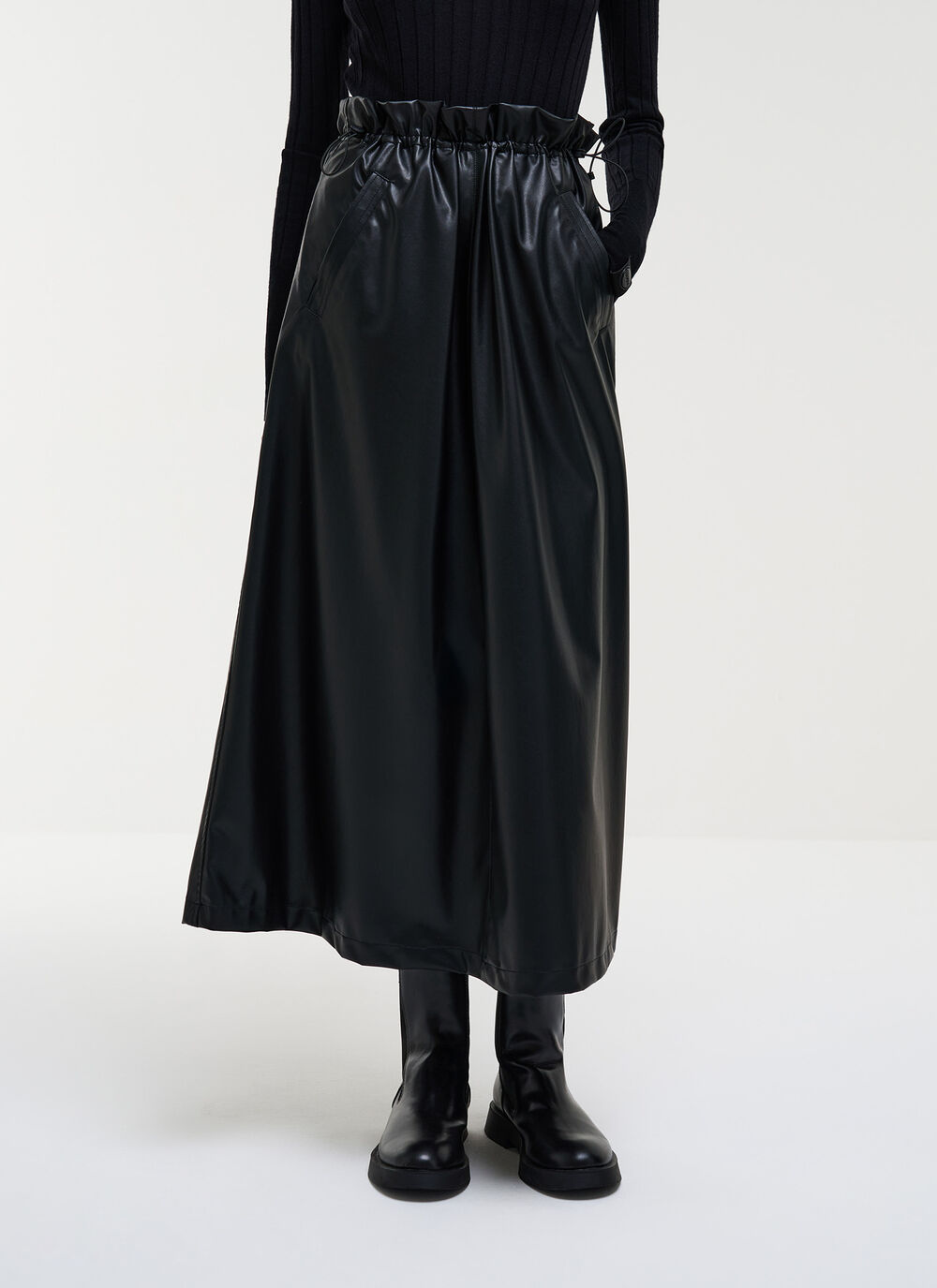 Faux leather midi skirt image number 1