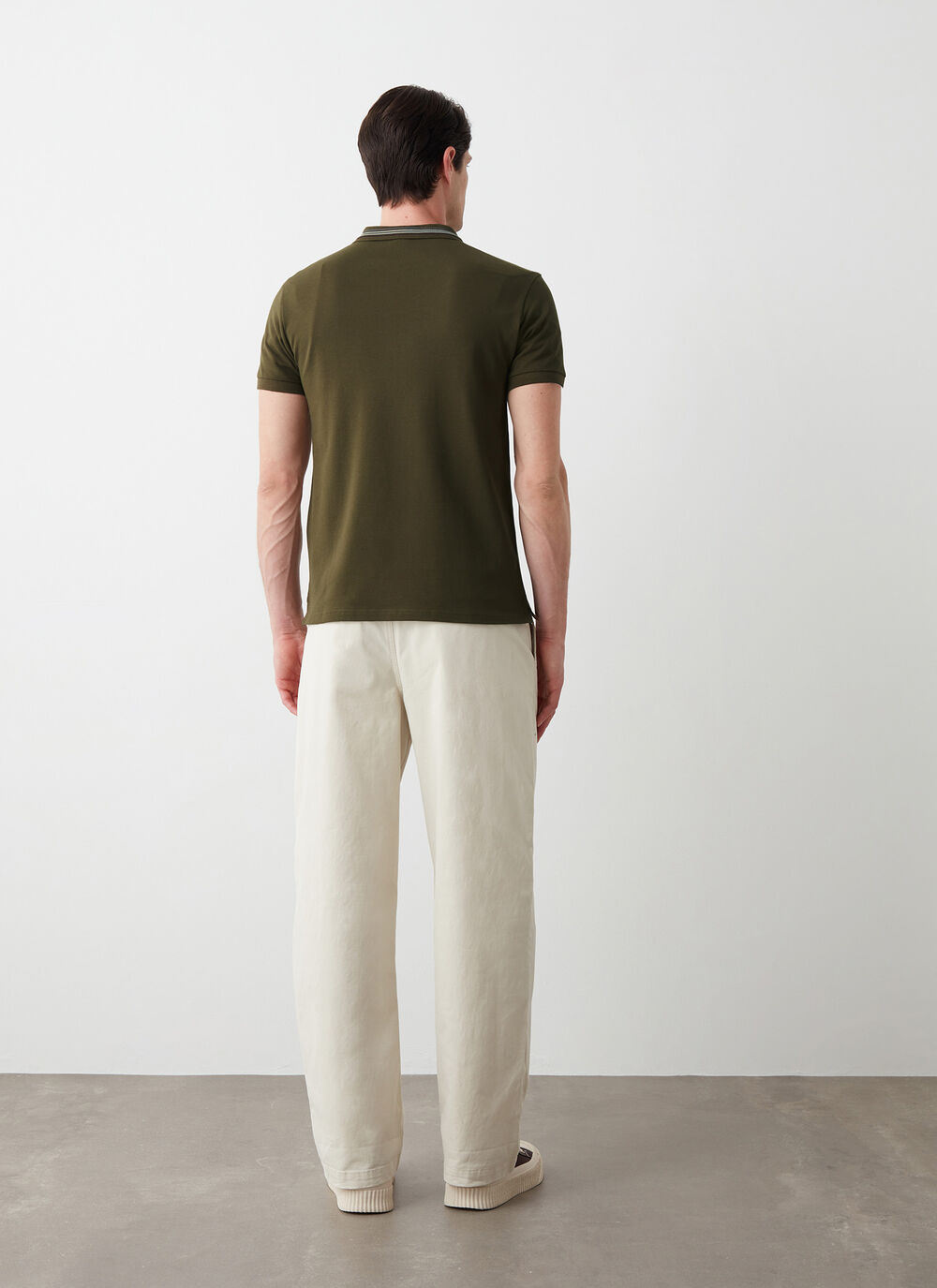 Piqu&eacute; polo-shirt with jacquard stripe image number 3