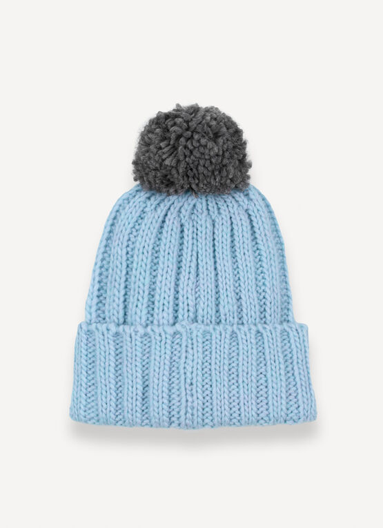 Unisex rib-knit hat with pom-pom