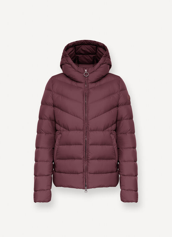Doudoune à capuche fixe en tissu mat