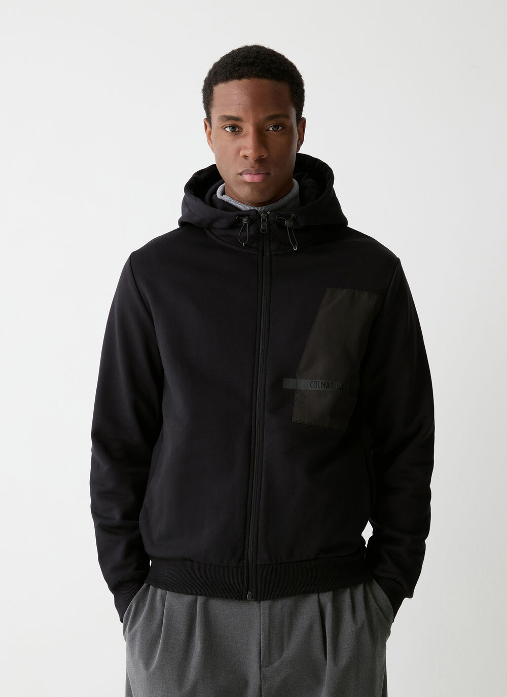 Full-zip sweatshirt with nylon details image number 0
