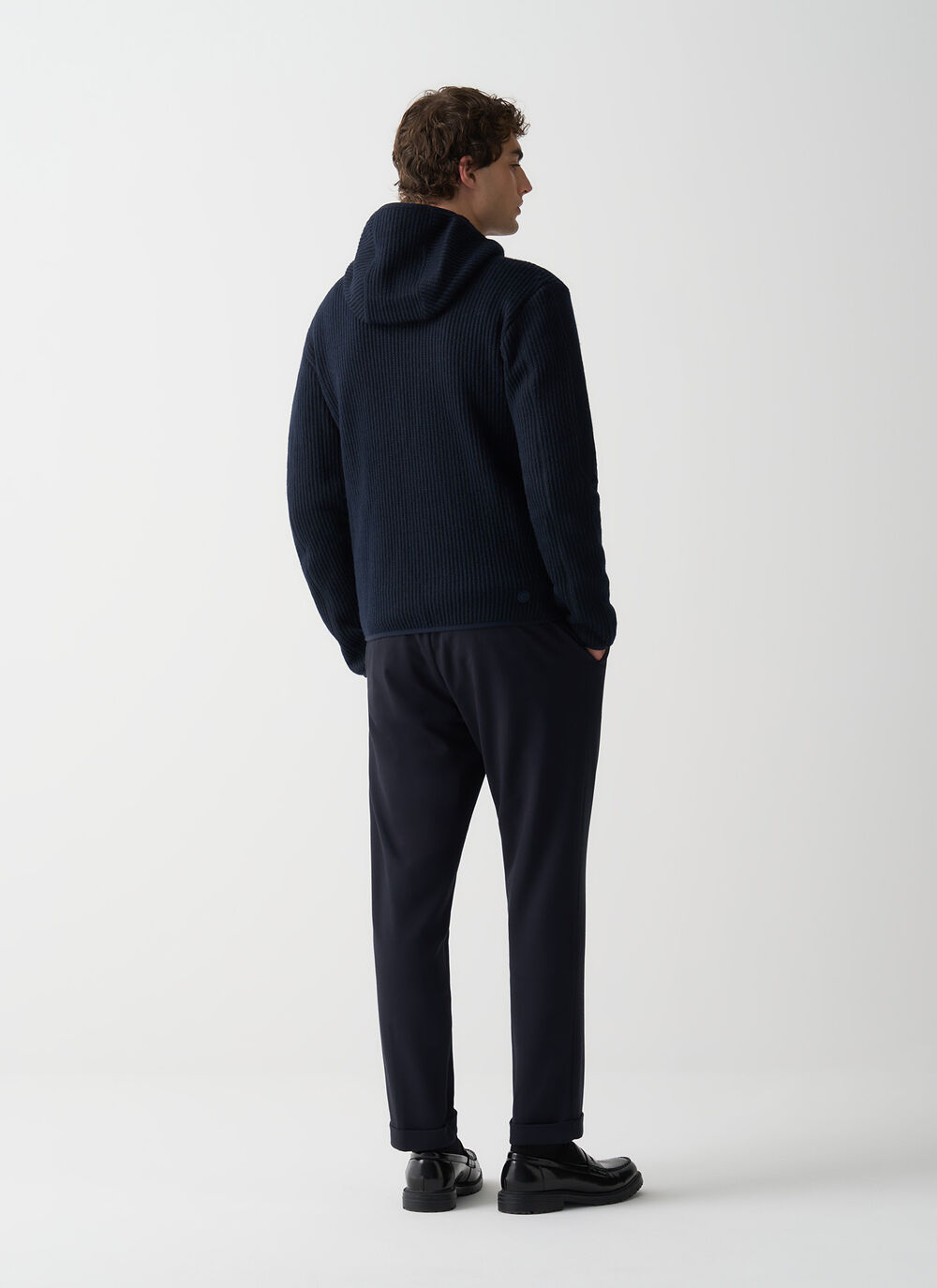 Rib-knit pullover with hood image number 3