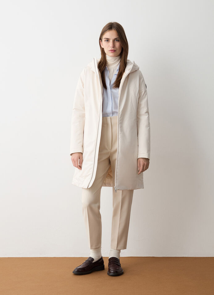 Long down jacket in waterproof fabric image number 1