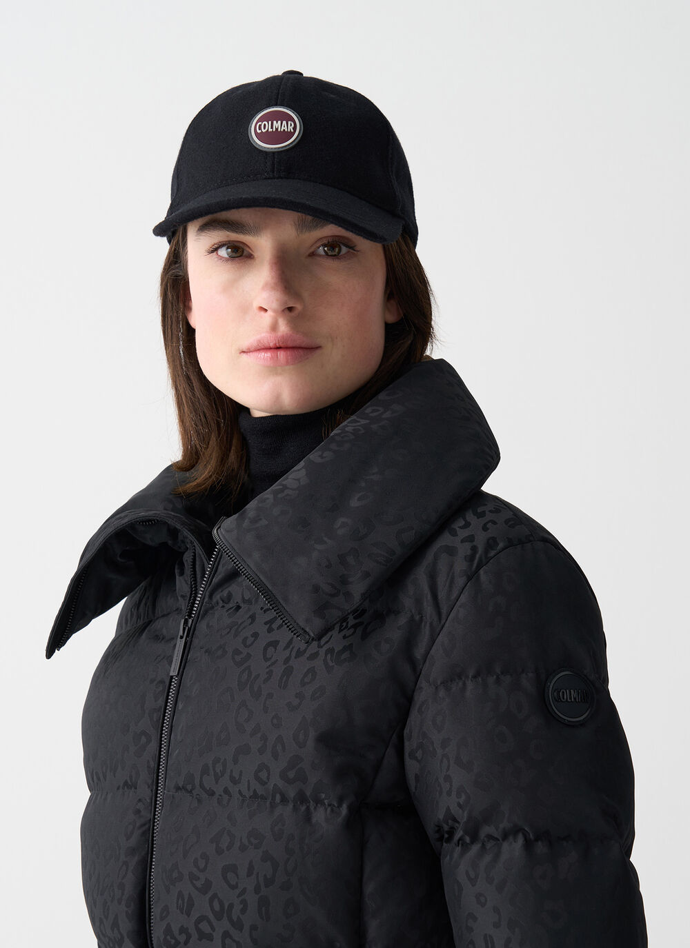 Animal print down jacket with belt image number 2