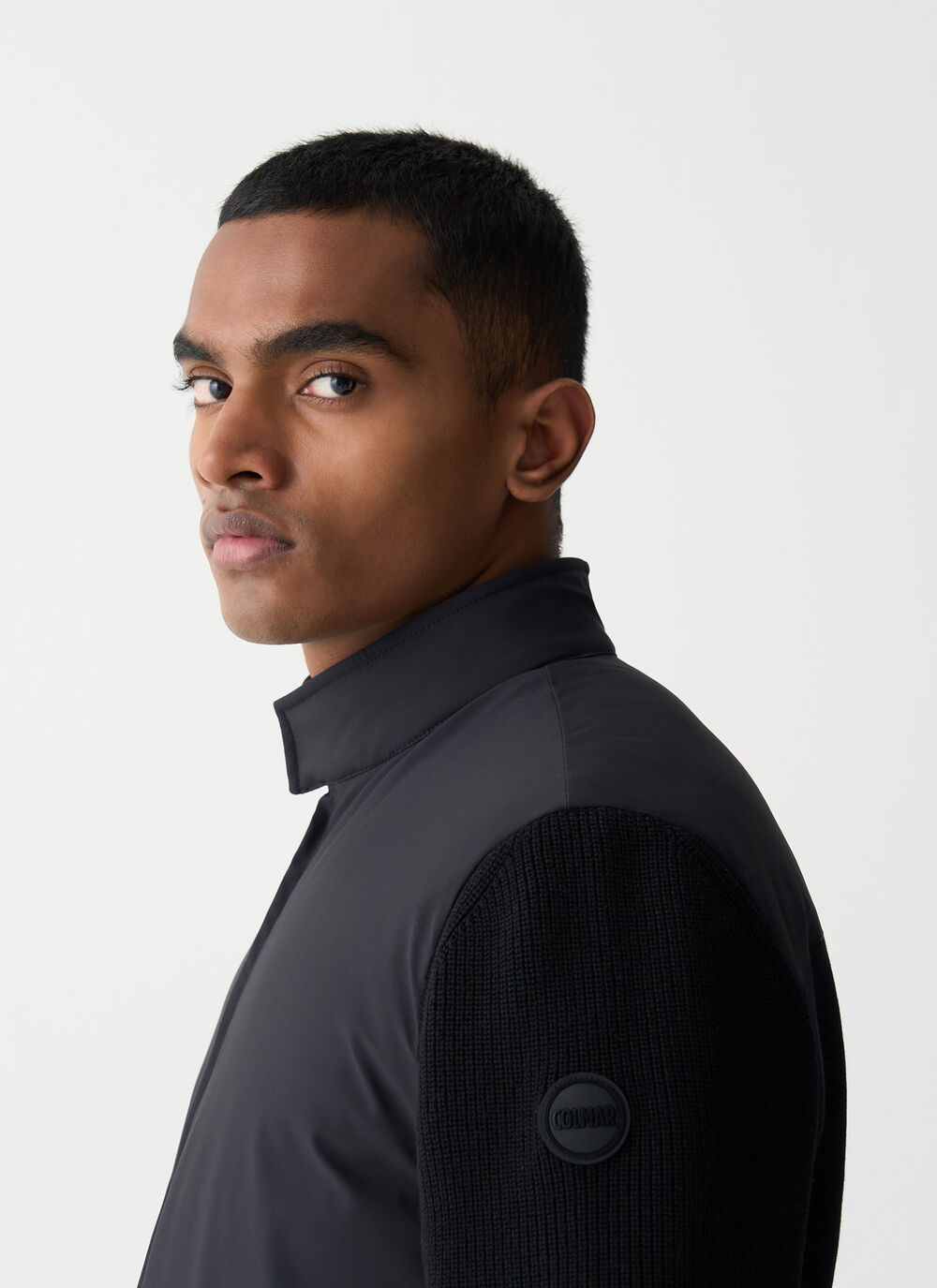 Biker jacket with knit sleeves image number 2