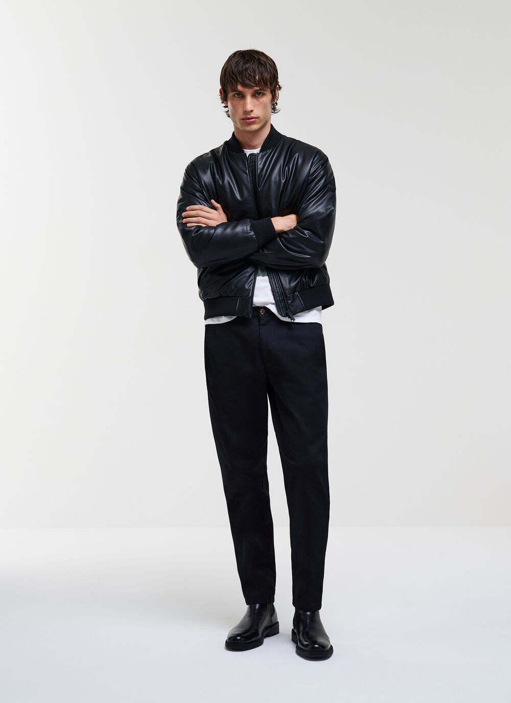 Faux leather bomber jacket image number 0