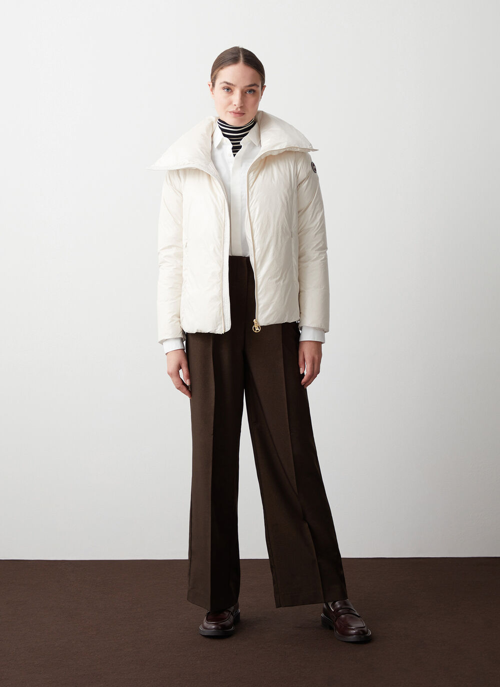 Marbled-effect down jacket with maxi-collar image number 0