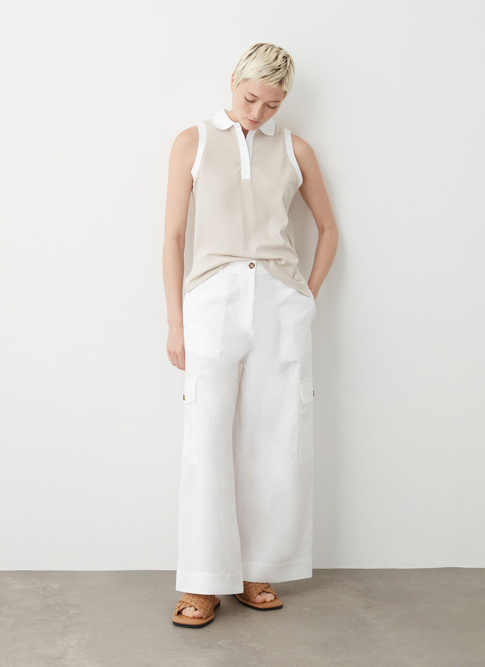 Linen cargo trousers image number 1