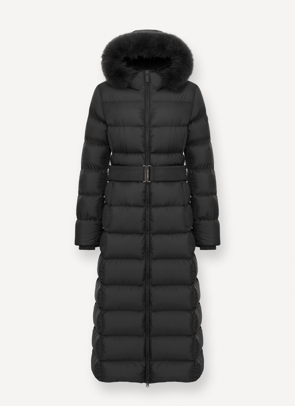 Long matte down jacket with faux fur image number 4