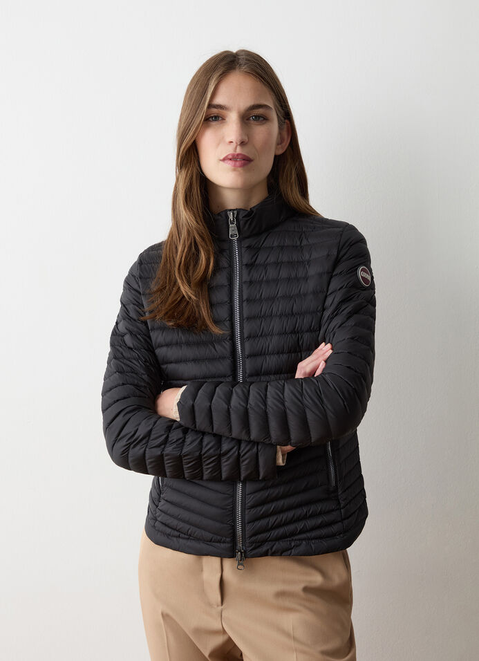 Autumn down jacket with shaped hem image number 0