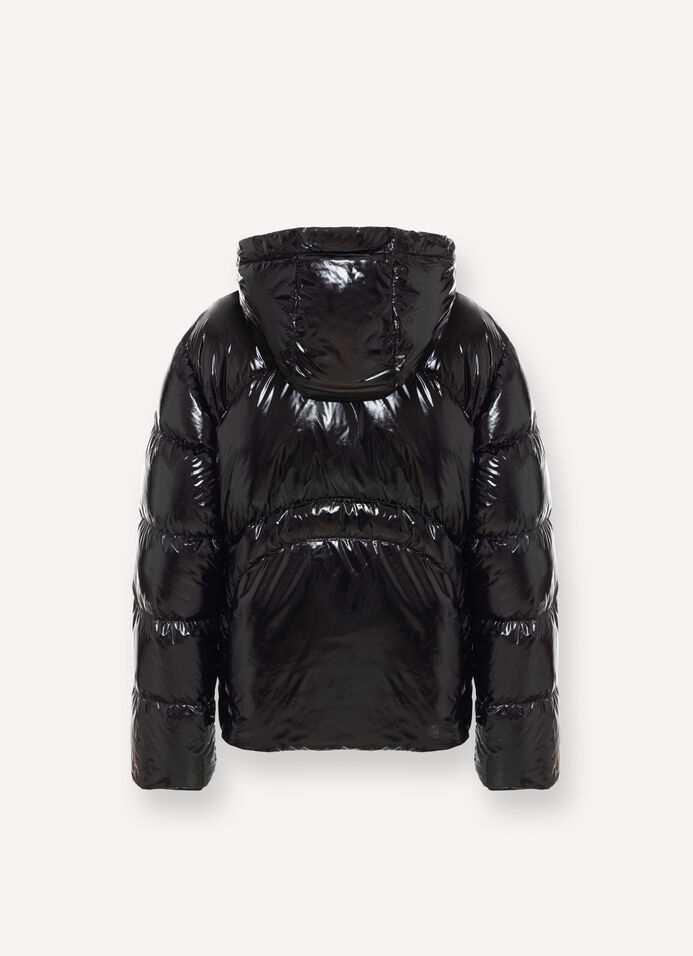 Glossy hooded down jacket image number 5