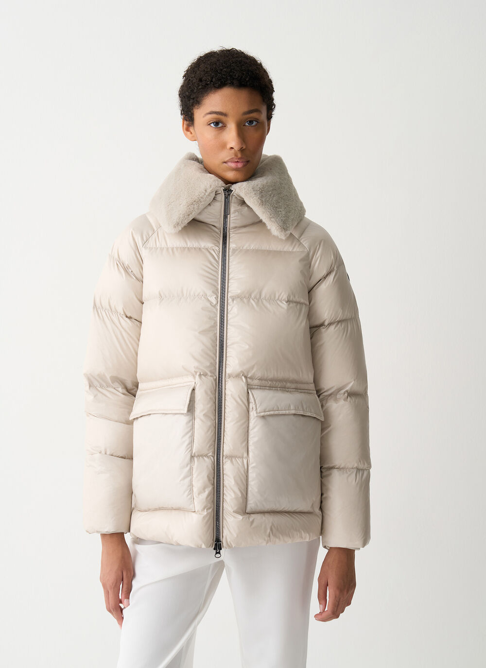 Down jacket with fur collar image number 1