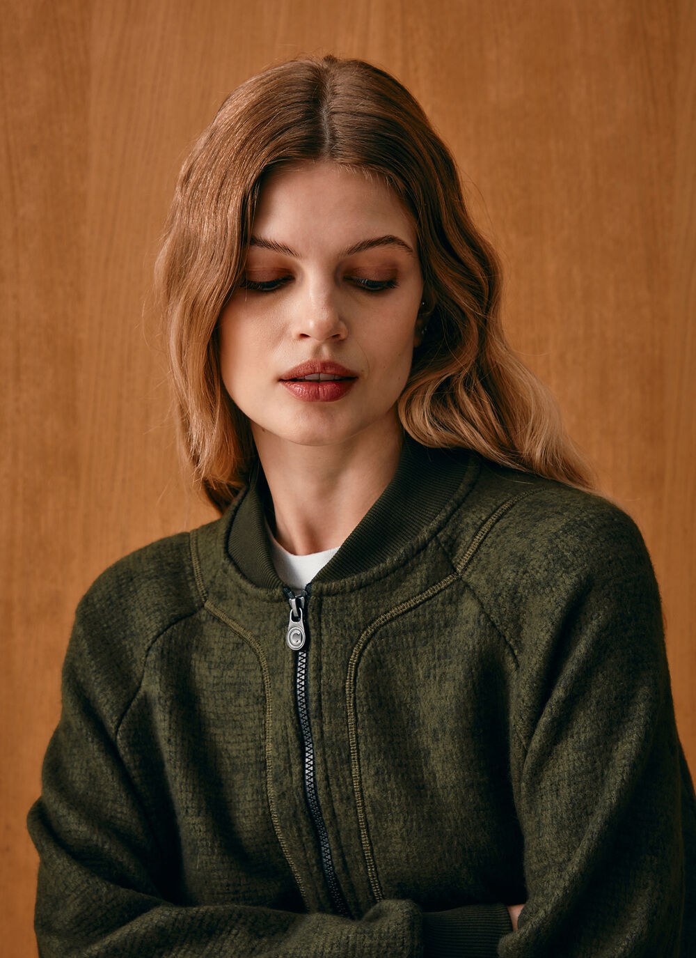 Jacquard knit bomber jacket image number 2