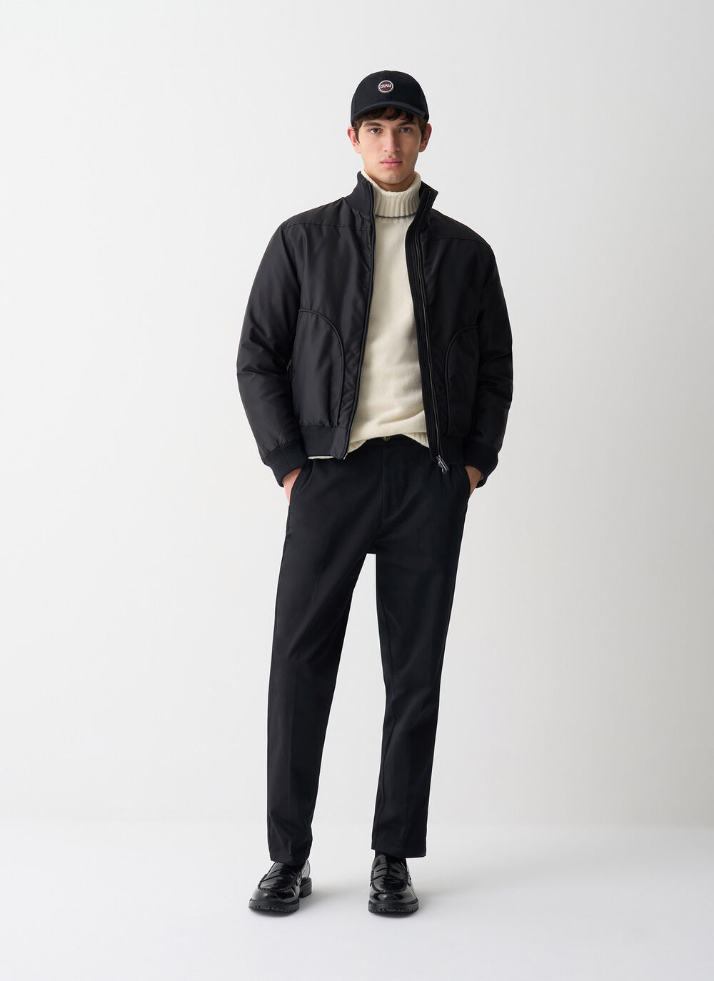 Satin down bomber jacket  image number 0