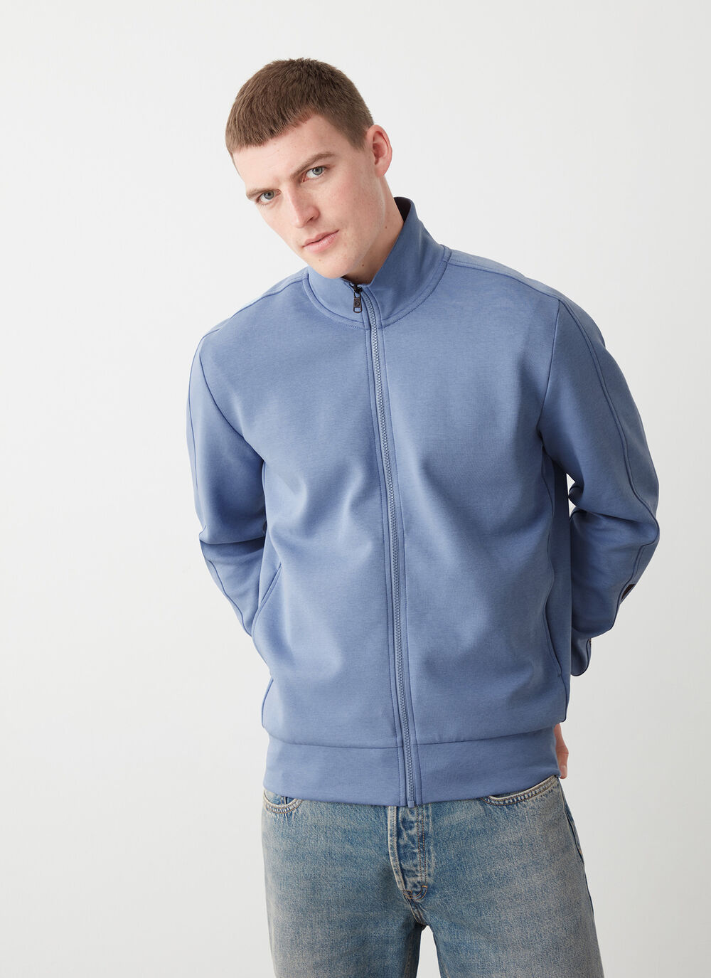 Zip-up sweatshirt with logo tape image number 2