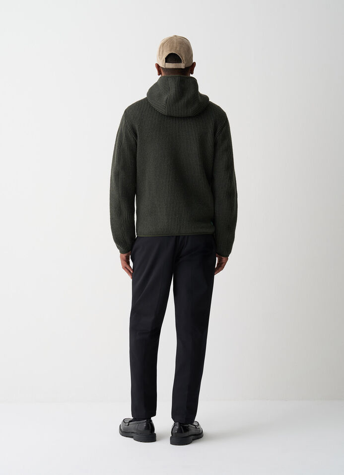 Rib-knit pullover with hood image number 3