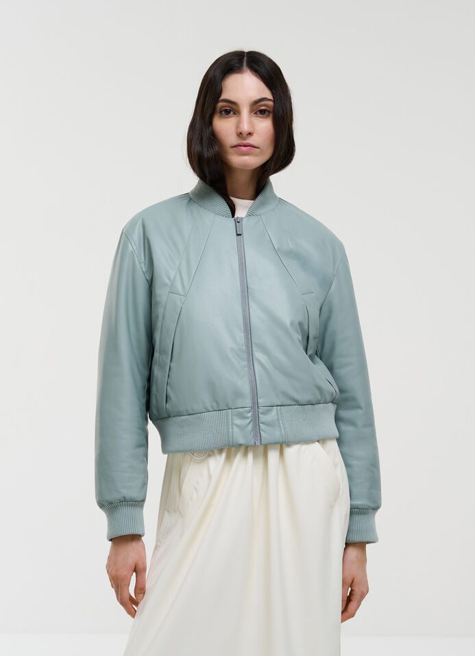 Faux leather bomber jacket