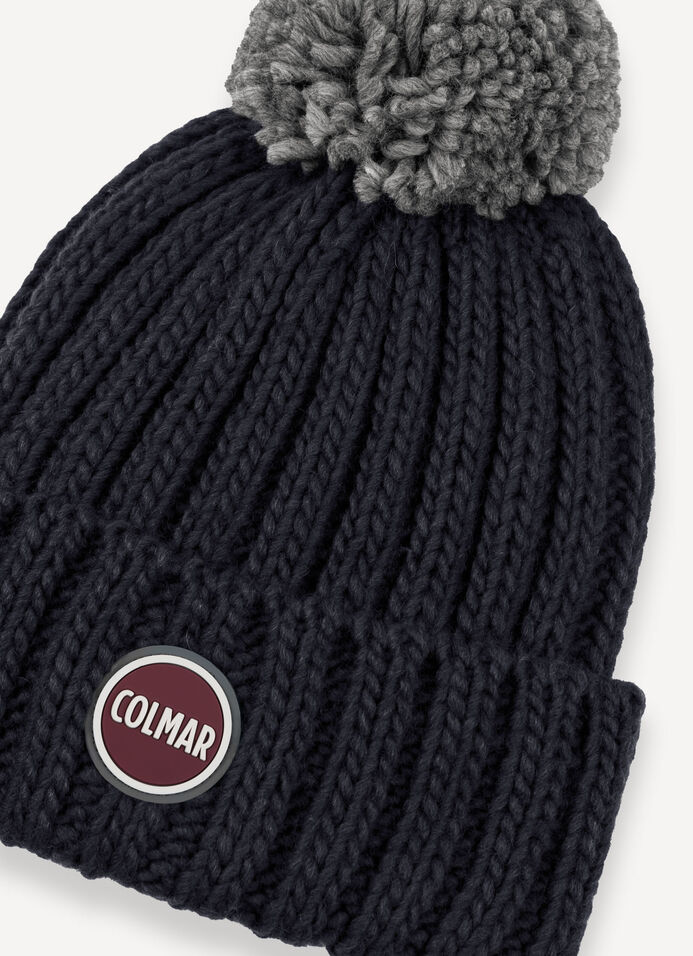 Unisex rib-knit hat with pom-pom image number 4
