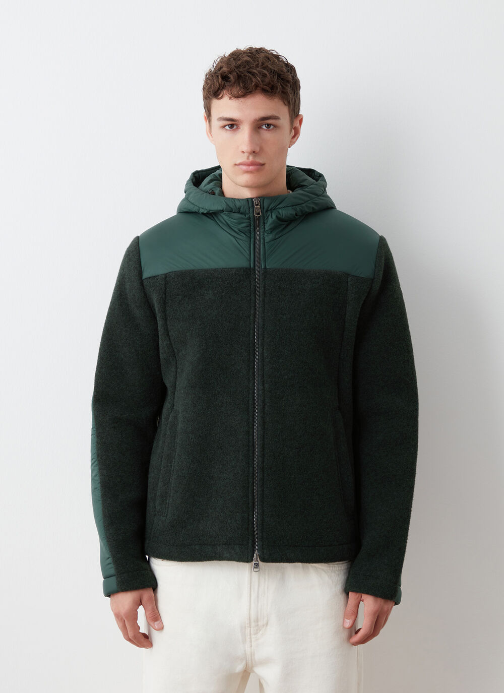 Wool cloth jacket with nylon inserts image number 1