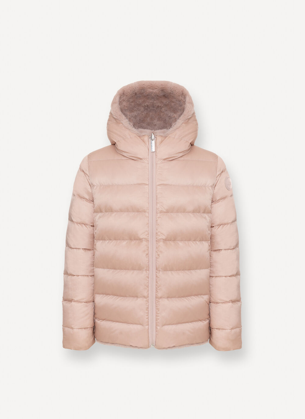 Reversible faux fur down jacket image number 6