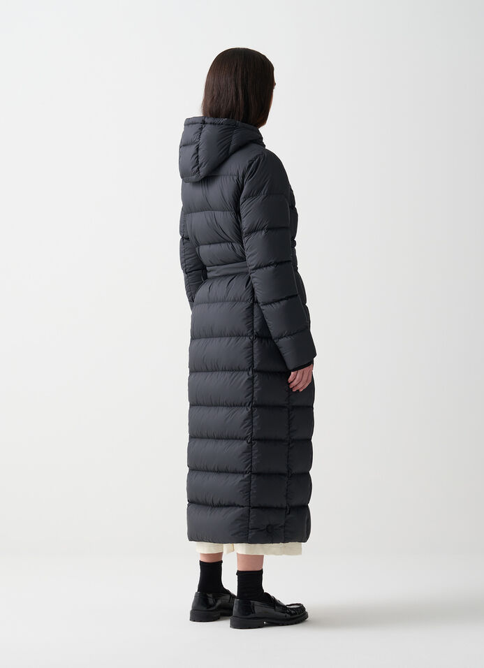 Long matte down jacket with belt image number 3