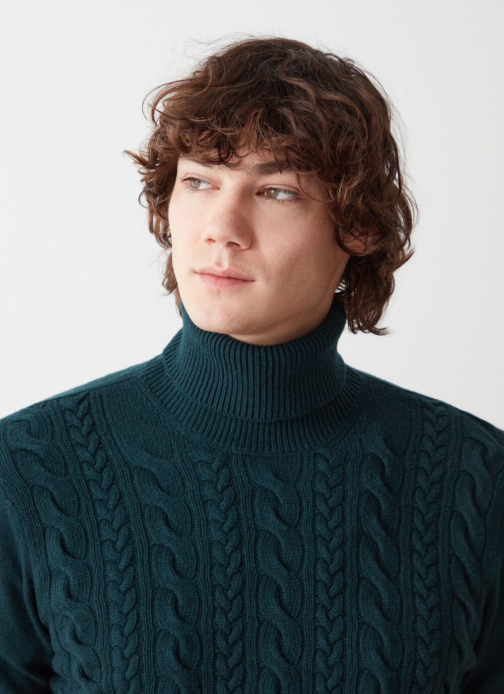 Wool cable-knit polo-neck image number 2