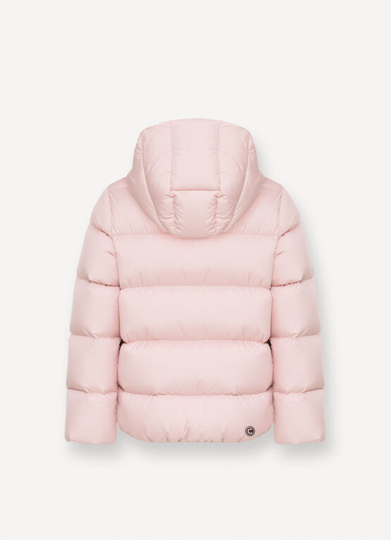 Daunenjacke mit Kapuze aus mattem Gewebe