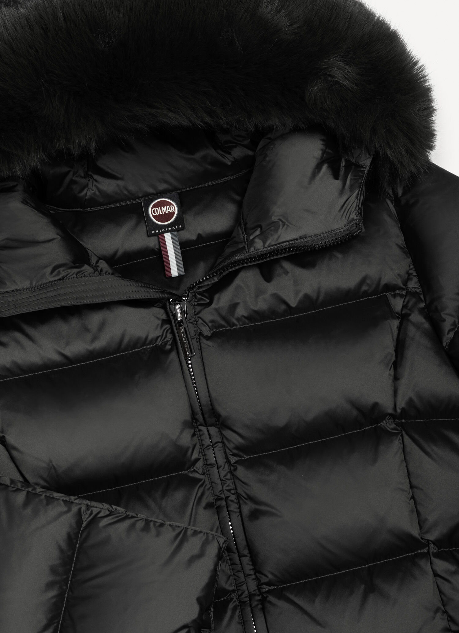 Long down jacket with faux fur - BLACK | Colmar