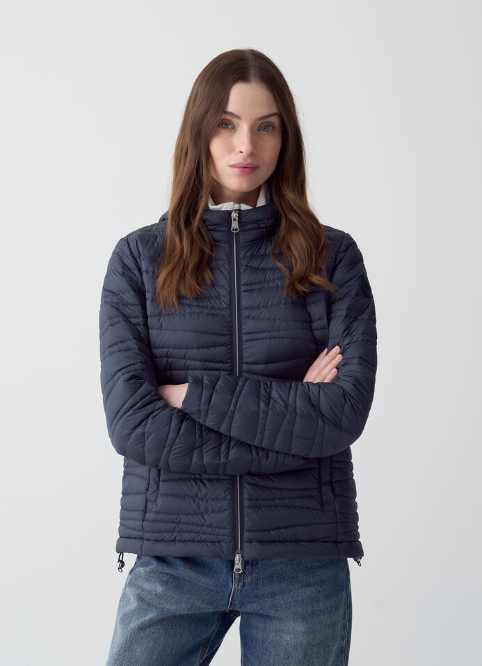 Hooded down jacket with wave quilting image number 2