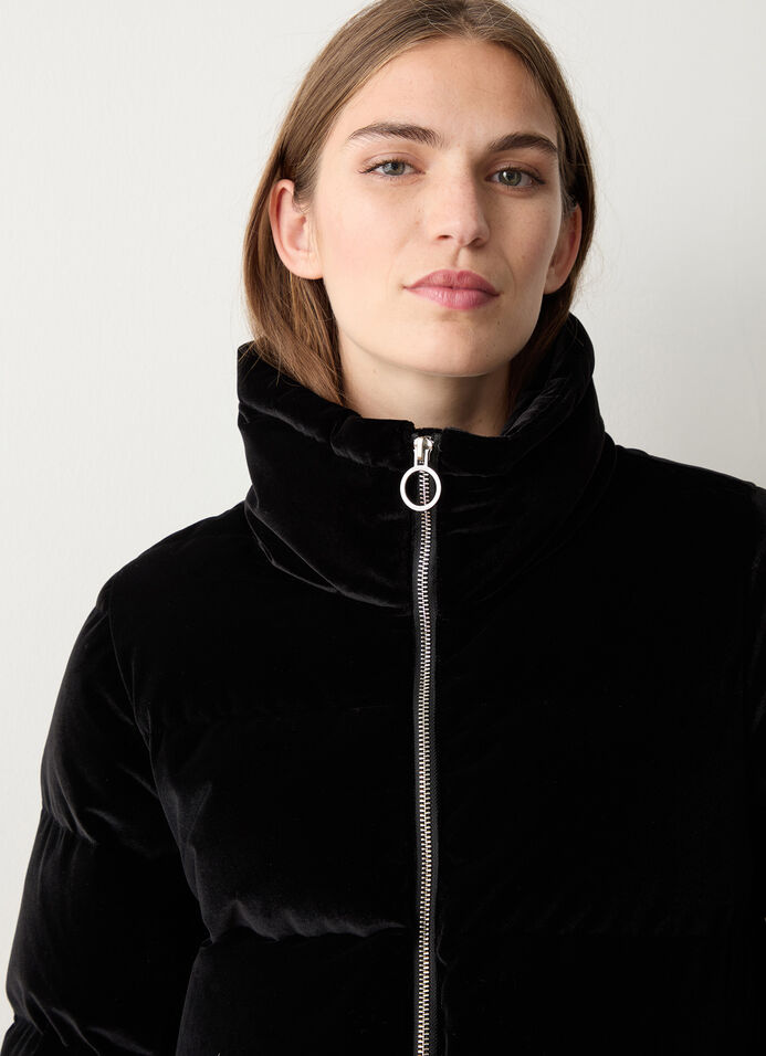 Stretch velvet down jacket image number 2