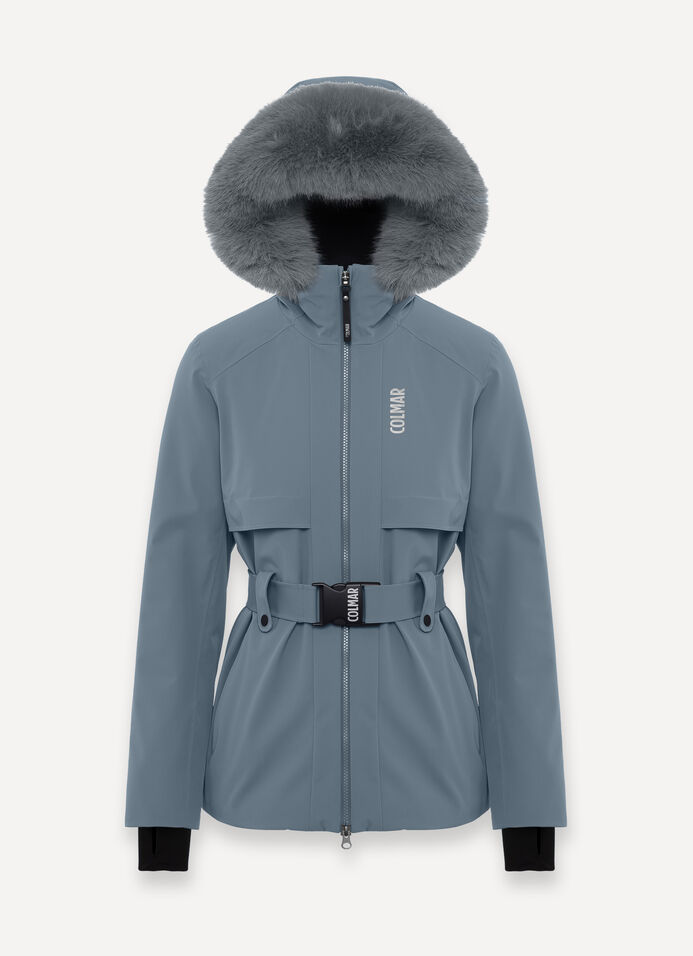 Shaped ski jacket with faux fur image number 4