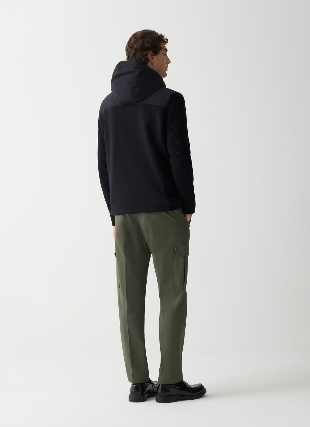 Padded jacket with knit sleeves  image number 3