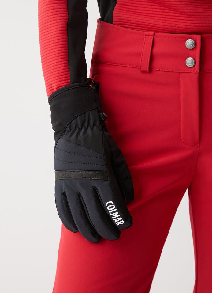 Ski gloves with leather inserts image number 0