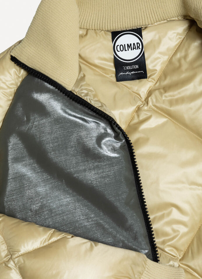 Long colour-block bomber jacket with diamond design image number 6