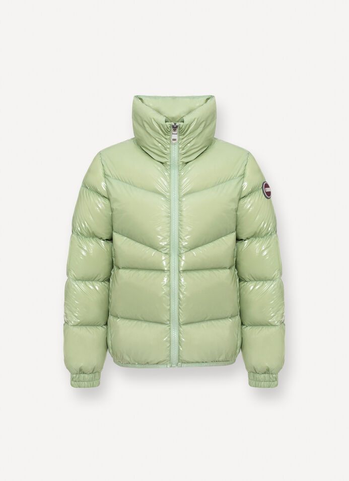 Super-glossy down jacket with padded collar image number 3
