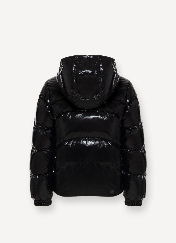 Glossy hooded down jacket image number 6