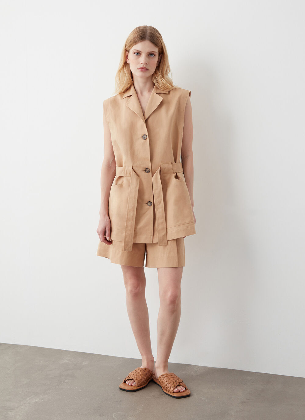 Linen shirt vest image number 1