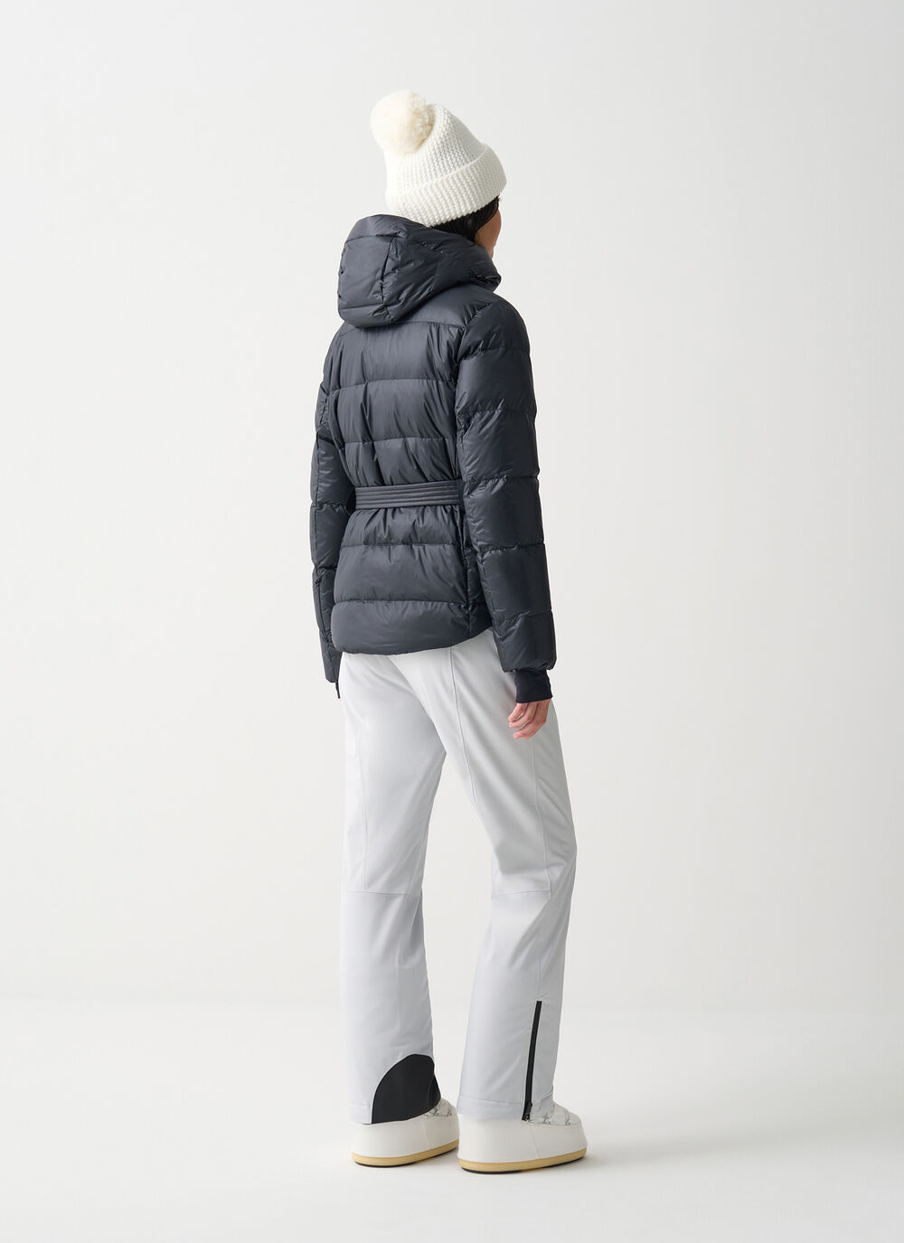 Glossy padded ski jacket with belt image number 3